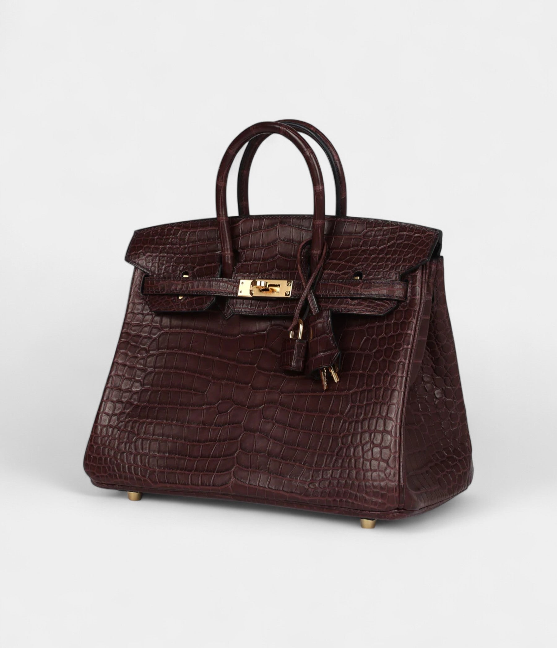 HM BK 25 Rouge Sellier Matte Porosus Crocodile Gold Hardware