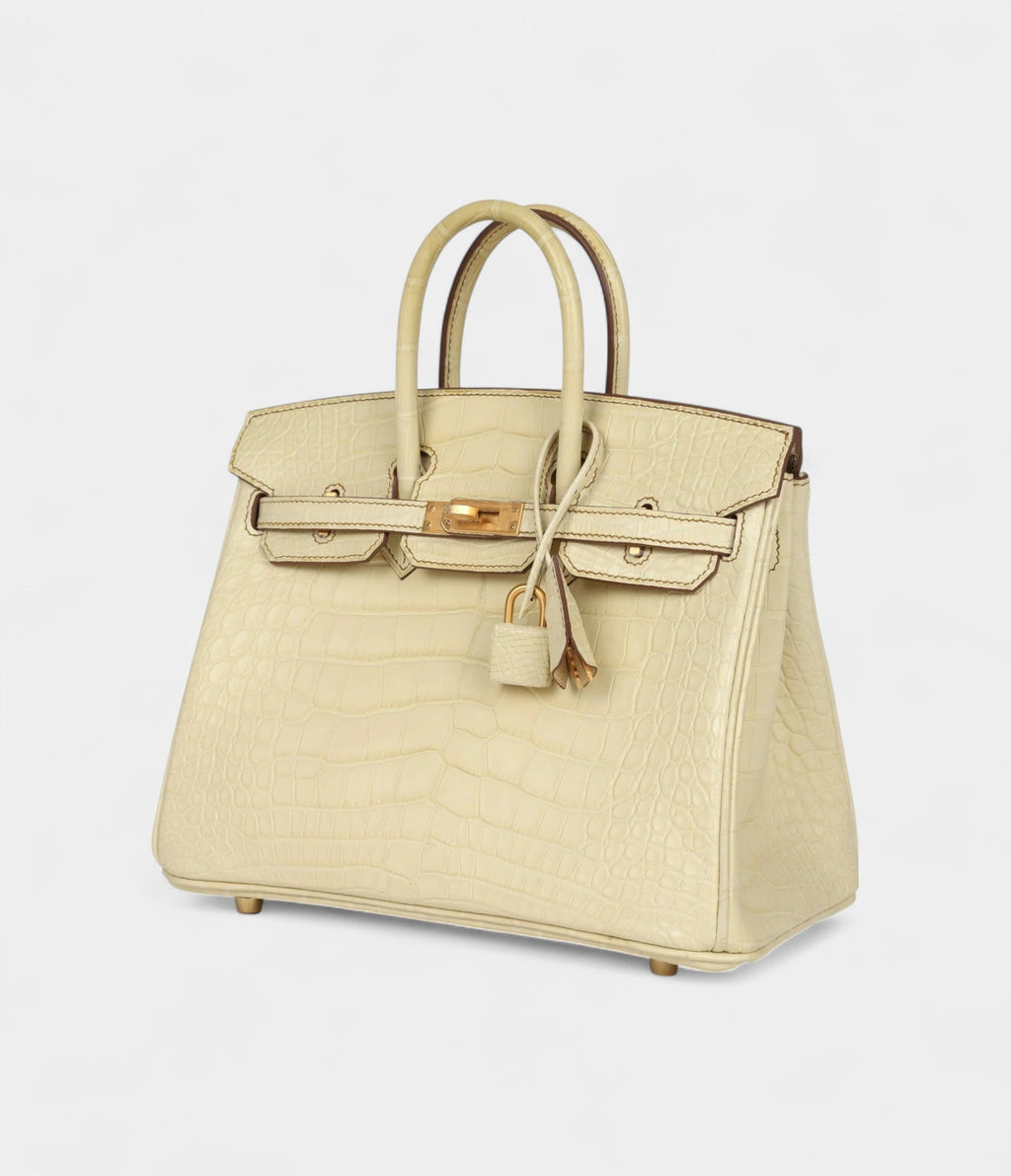 HM BK 25 Vanille Matte Alligator Brushed Gold Hardware