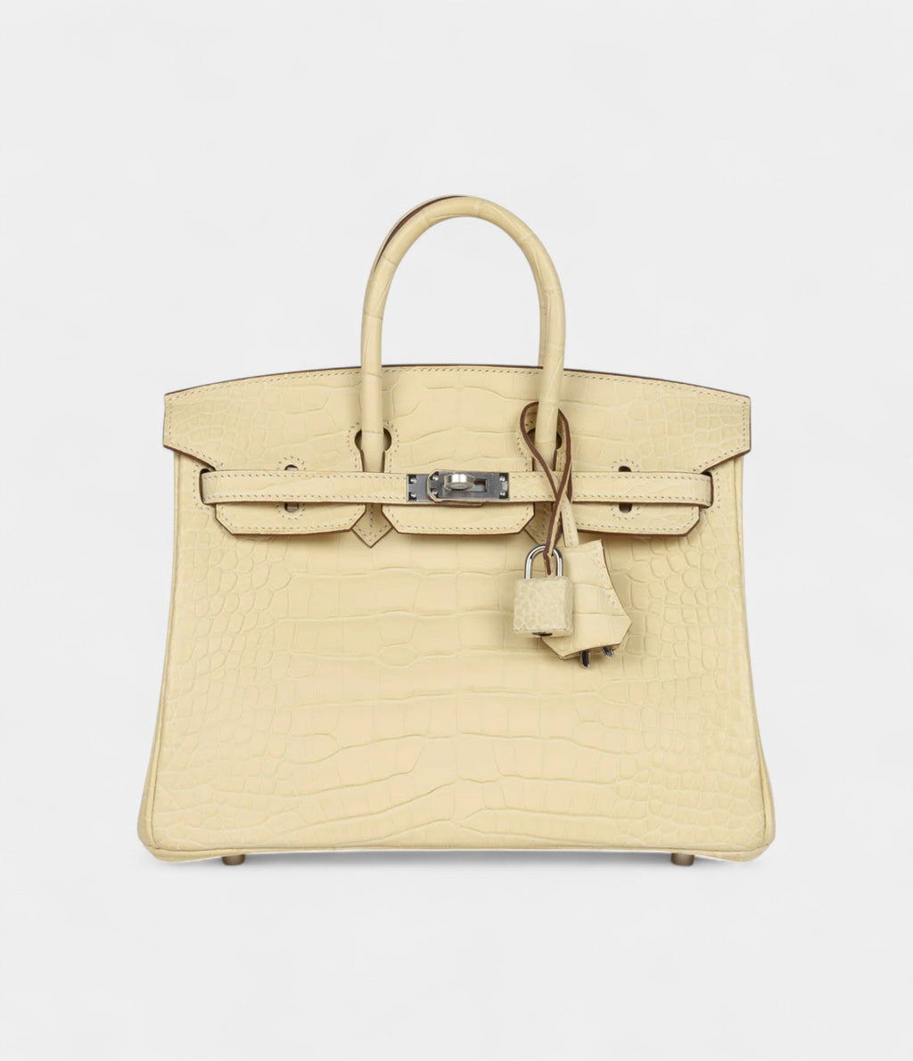 HM BK 25 Vanille Matte Alligator Palladium Hardware