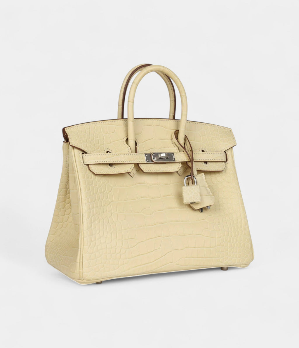HM BK 25 Vanille Matte Alligator Palladium Hardware