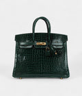 HM BK 25 Vert Fonce Shiny Porous Crocodile Gold Hardware
