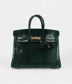 HM BK 25 Vert Fonce Shiny Porous Crocodile Gold Hardware