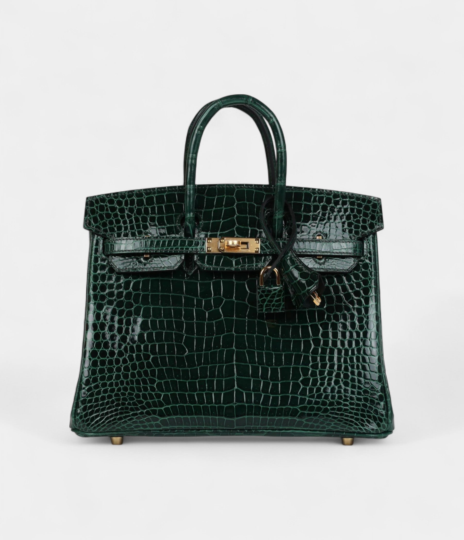 HM BK 25 Vert Fonce Shiny Porous Crocodile Gold Hardware