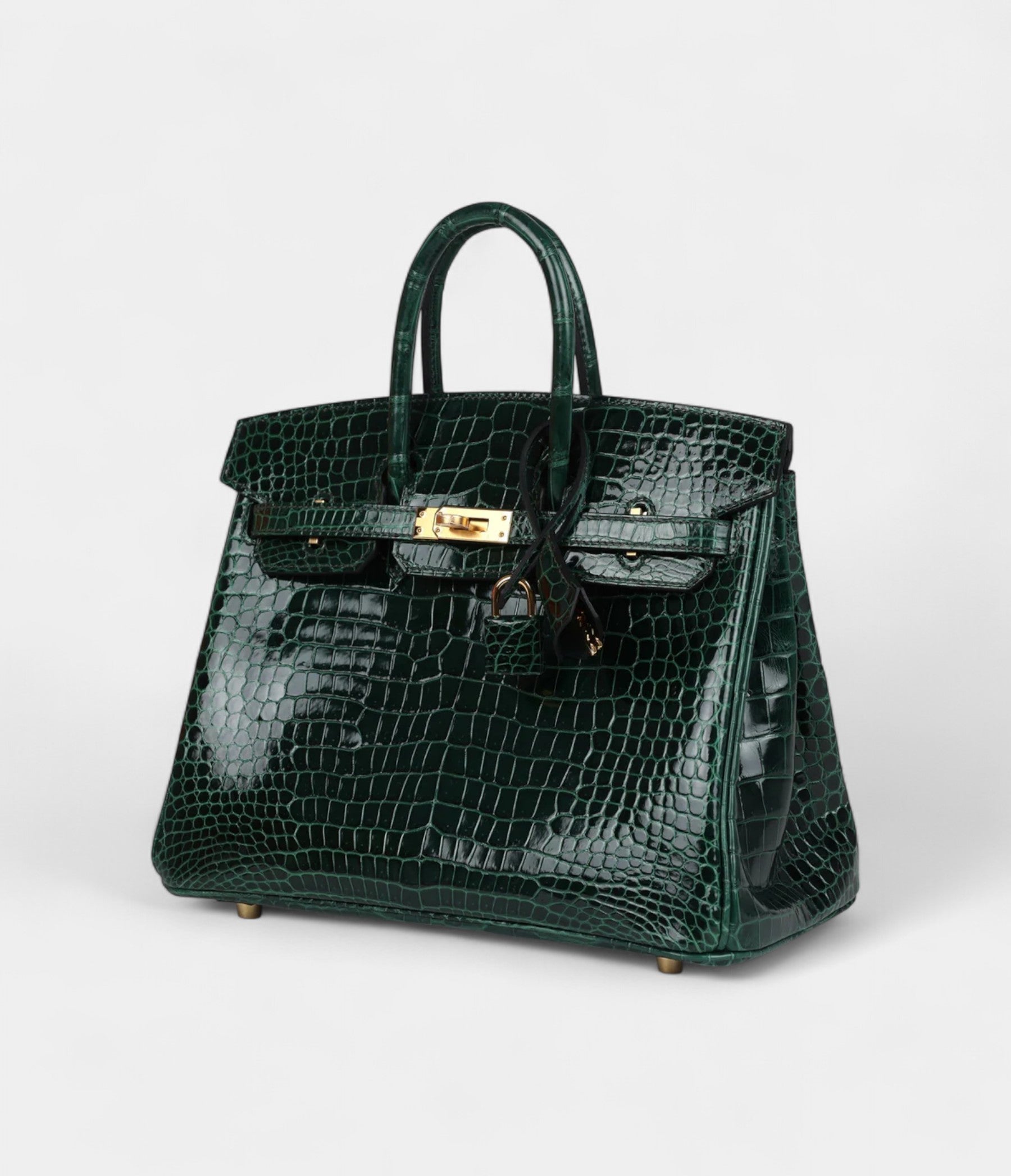HM BK 25 Vert Fonce Shiny Porous Crocodile Gold Hardware