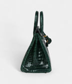 HM BK 25 Vert Fonce Shiny Porous Crocodile Gold Hardware