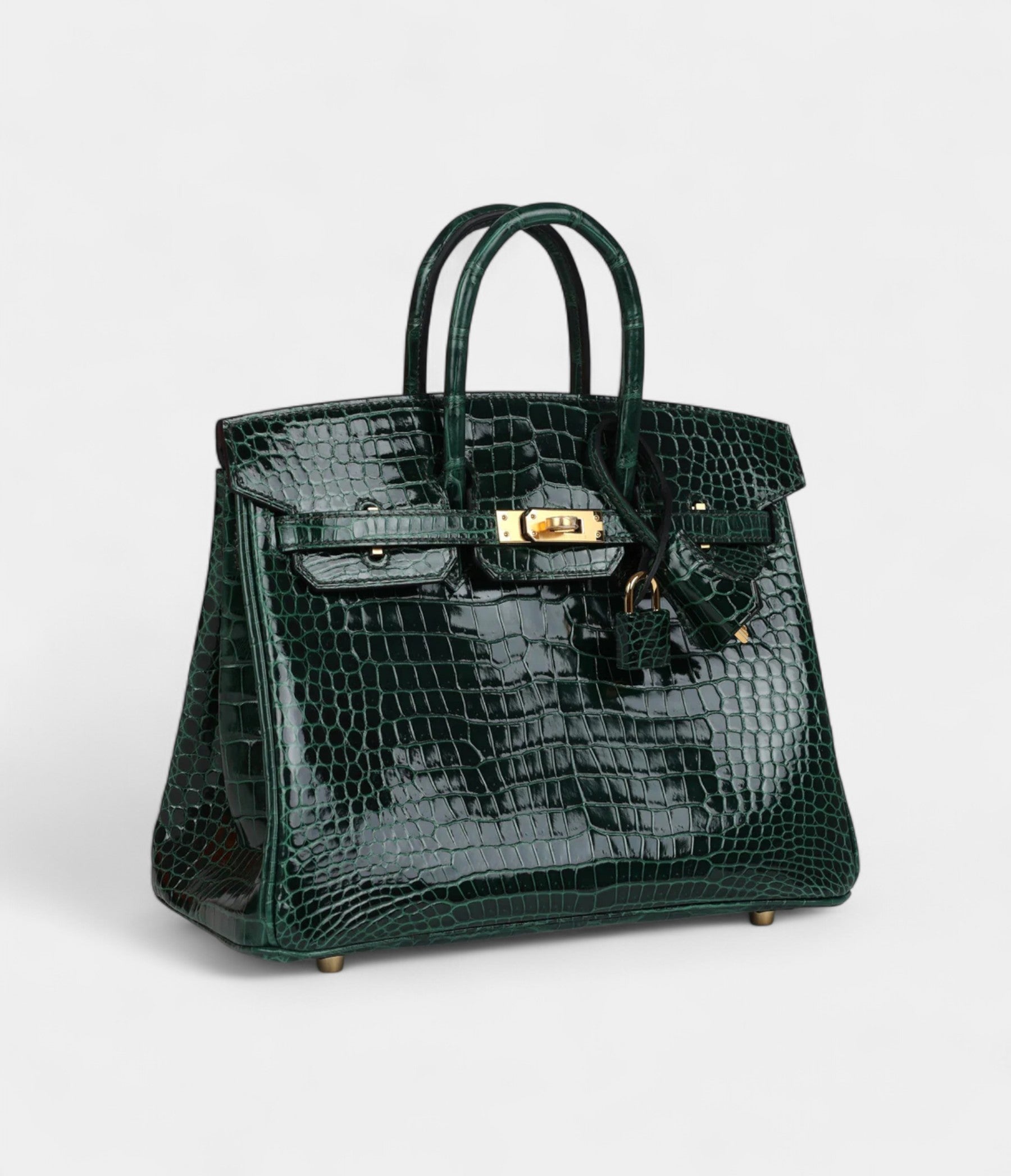 HM BK 25 Vert Fonce Shiny Porous Crocodile Gold Hardware