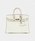 HM BK 25 White and Trench Togo Brushed Gold Hardware