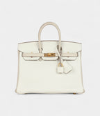 HM BK 25 White and Trench Togo Brushed Gold Hardware