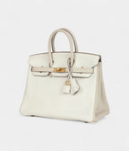 HM BK 25 White and Trench Togo Brushed Gold Hardware