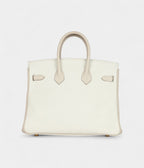 HM BK 25 White and Trench Togo Brushed Gold Hardware