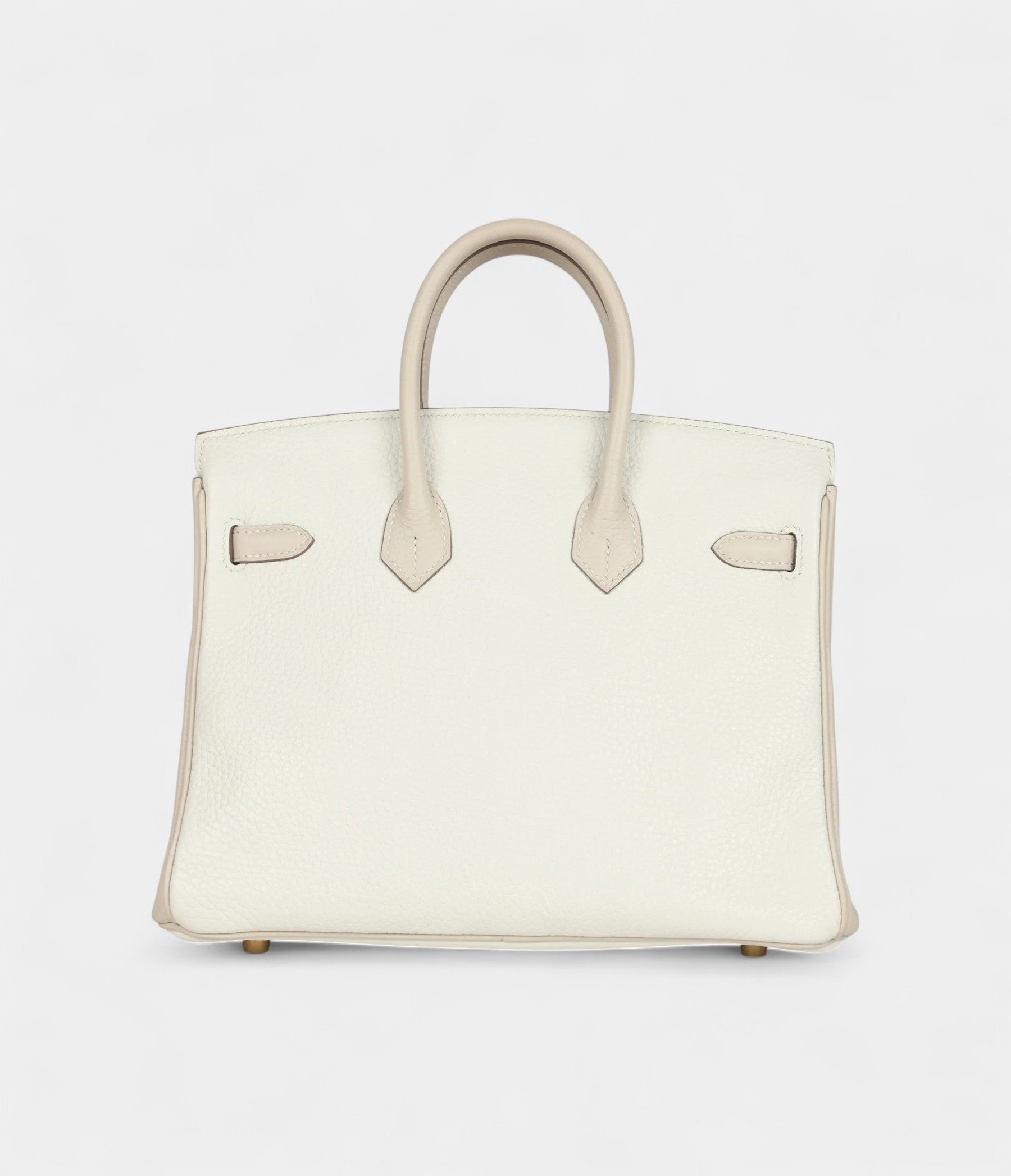 HM BK 25 White and Trench Togo Brushed Gold Hardware