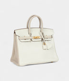 HM BK 25 White and Trench Togo Brushed Gold Hardware