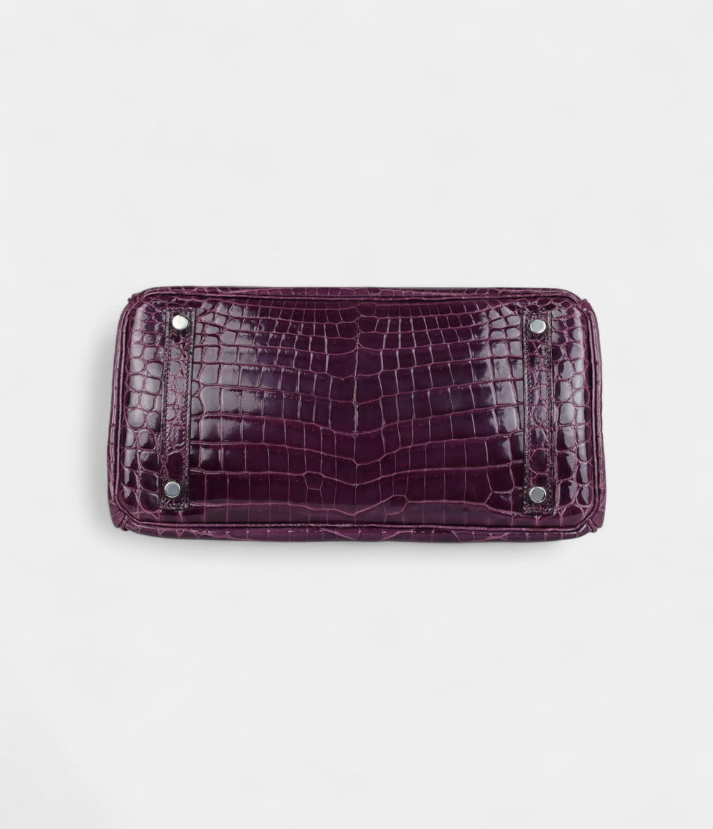 HM BK 30 Amethyst Shiny Niloticus Crocodile Palladium Hardware