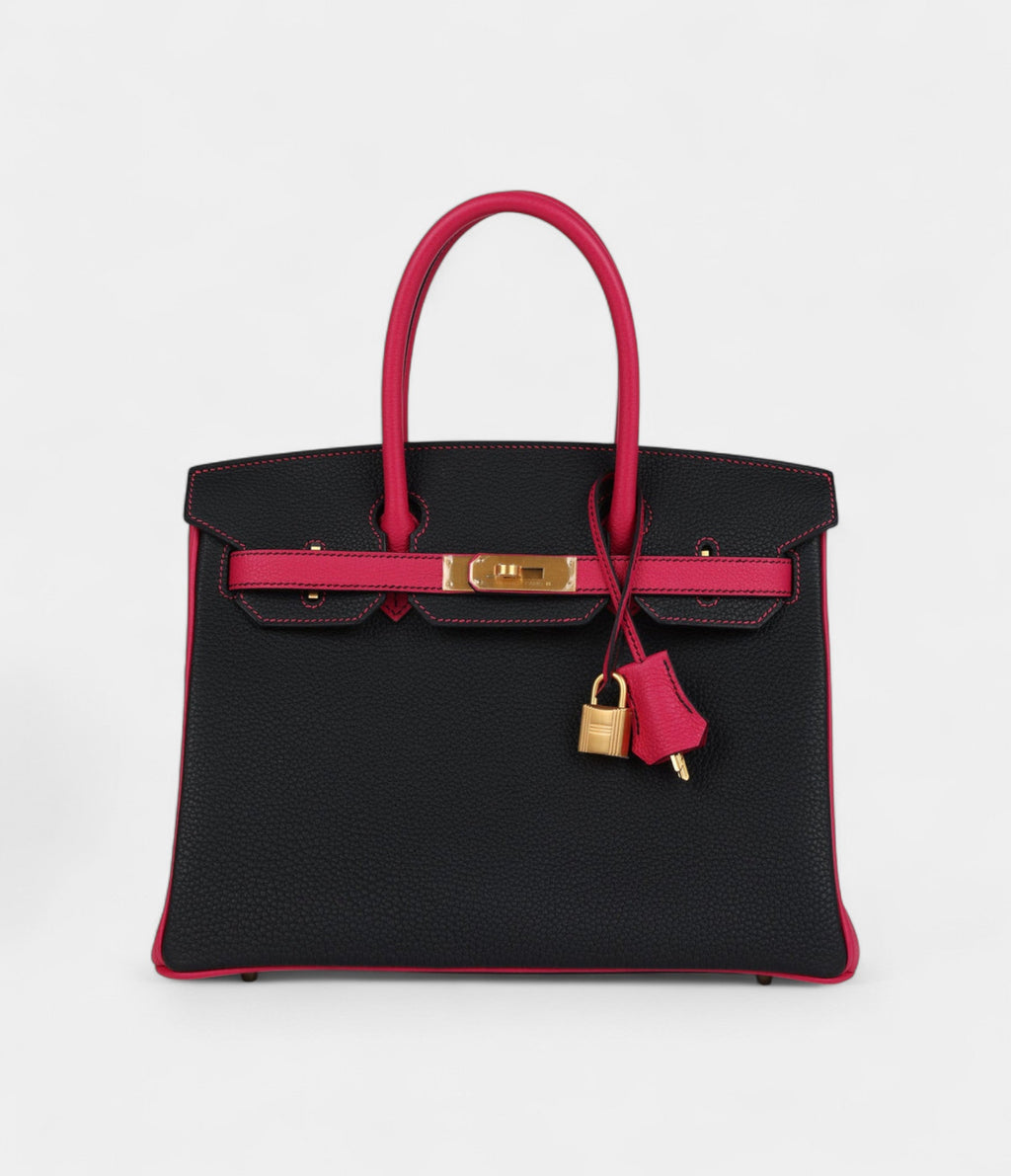 HM BK 30 Black and Rose Mexico Togo Brushed Gold Hardware