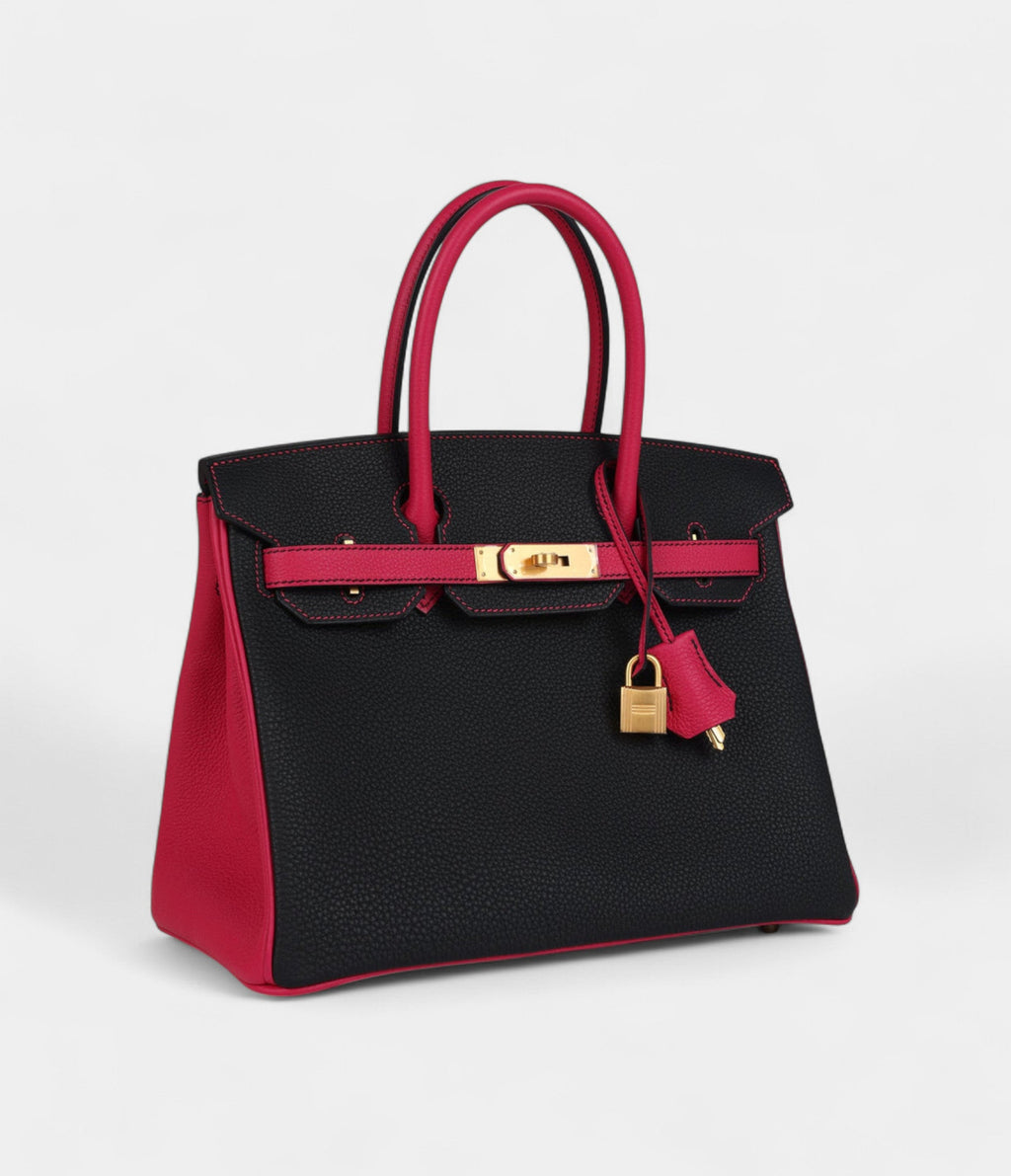 HM BK 30 Black and Rose Mexico Togo Brushed Gold Hardware