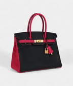 HM BK 30 Black and Rose Mexico Togo Brushed Gold Hardware