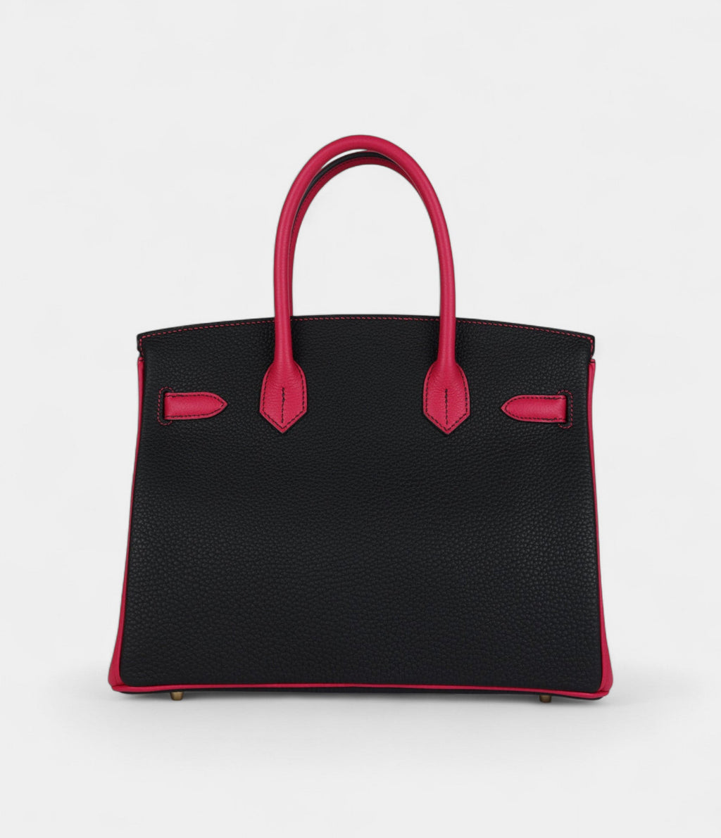 HM BK 30 Black and Rose Mexico Togo Brushed Gold Hardware