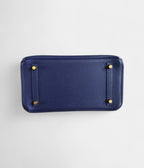 HM BK 30 Blue Leather Tote Effortless Chic in a Cool, Sophisticated Tone