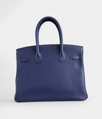 HM BK 30 Blue Leather Tote Effortless Chic in a Cool, Sophisticated Tone