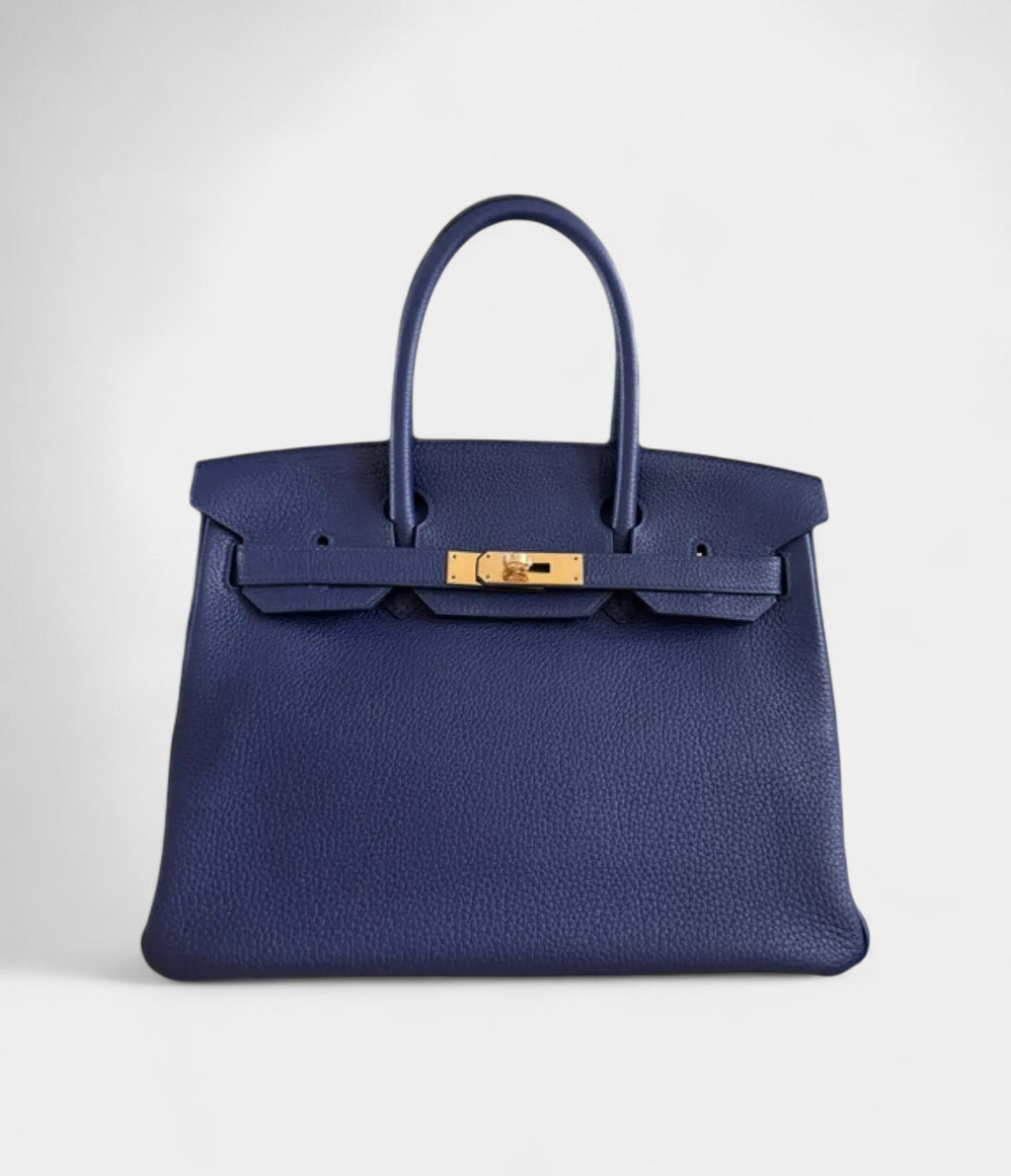 HM BK 30 Blue Leather Tote Effortless Chic in a Cool, Sophisticated Tone