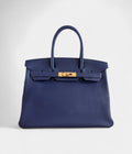 HM BK 30 Blue Leather Tote Effortless Chic in a Cool, Sophisticated Tone