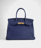 HM BK 30 Blue Leather Tote Effortless Chic in a Cool, Sophisticated Tone