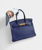 HM BK 30 Blue Leather Tote Effortless Chic in a Cool, Sophisticated Tone