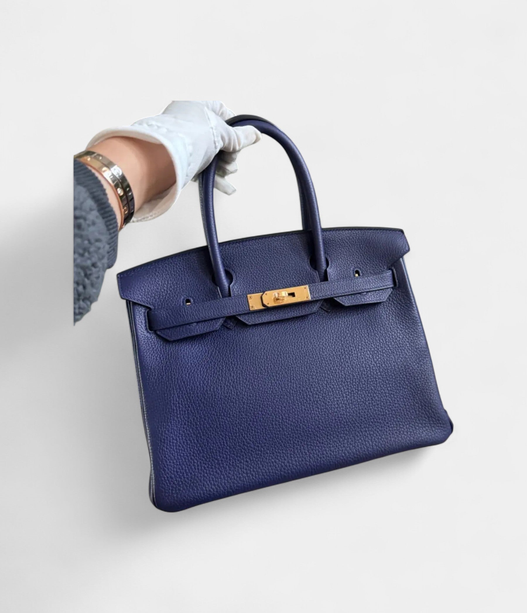 HM BK 30 Blue Leather Tote Effortless Chic in a Cool, Sophisticated Tone