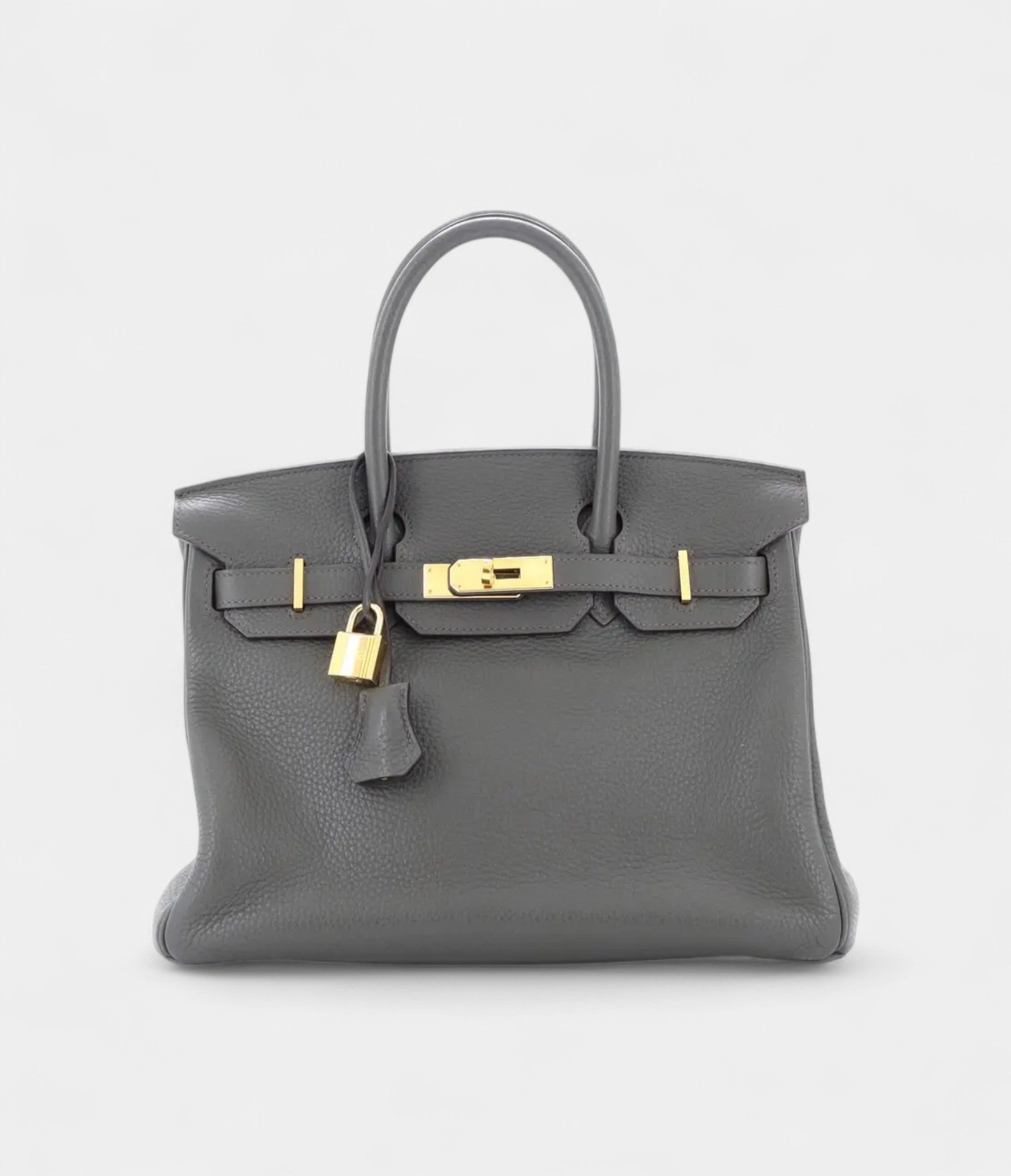 HM BK 30 Gray Leather Tote