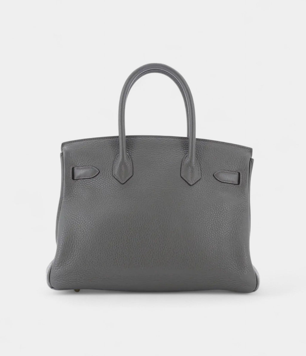 HM BK 30 Gray Leather Tote