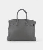 HM BK 30 Gray Leather Tote