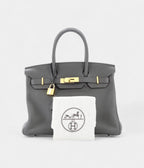 HM BK 30 Gray Leather Tote