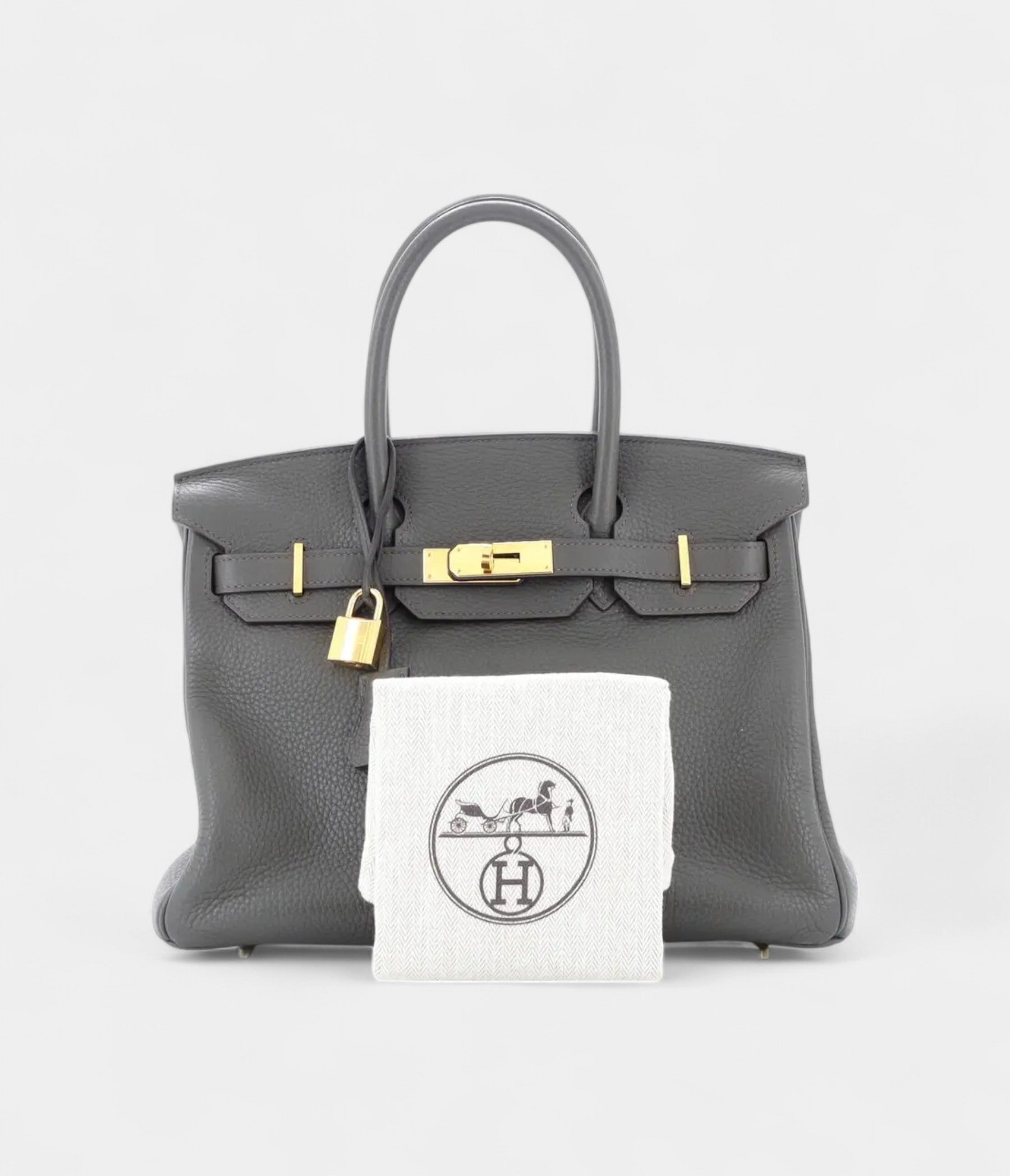HM BK 30 Gray Leather Tote