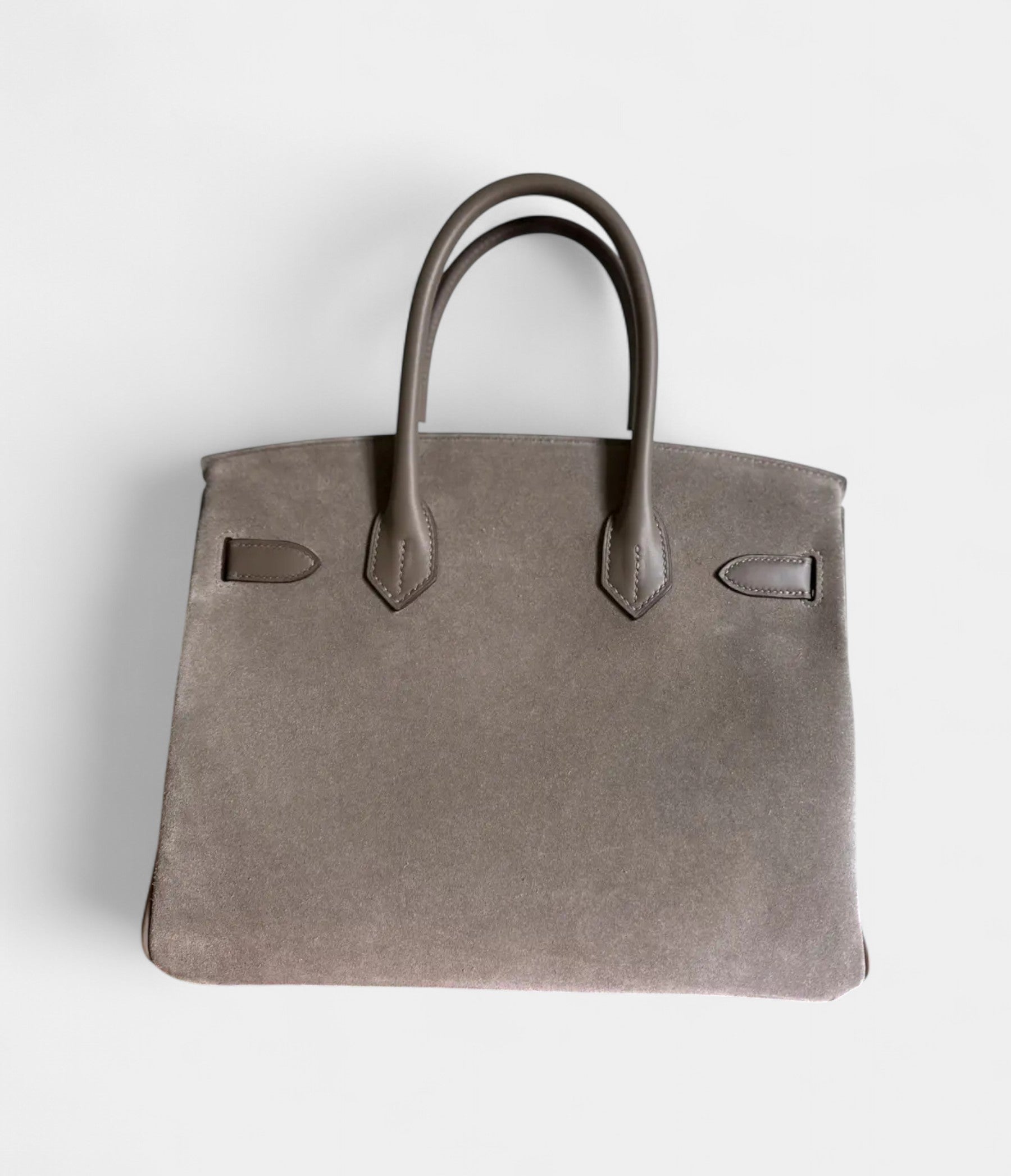 HM BK 30 Grey Suede Handbag Understated Luxury in a Rare Texture