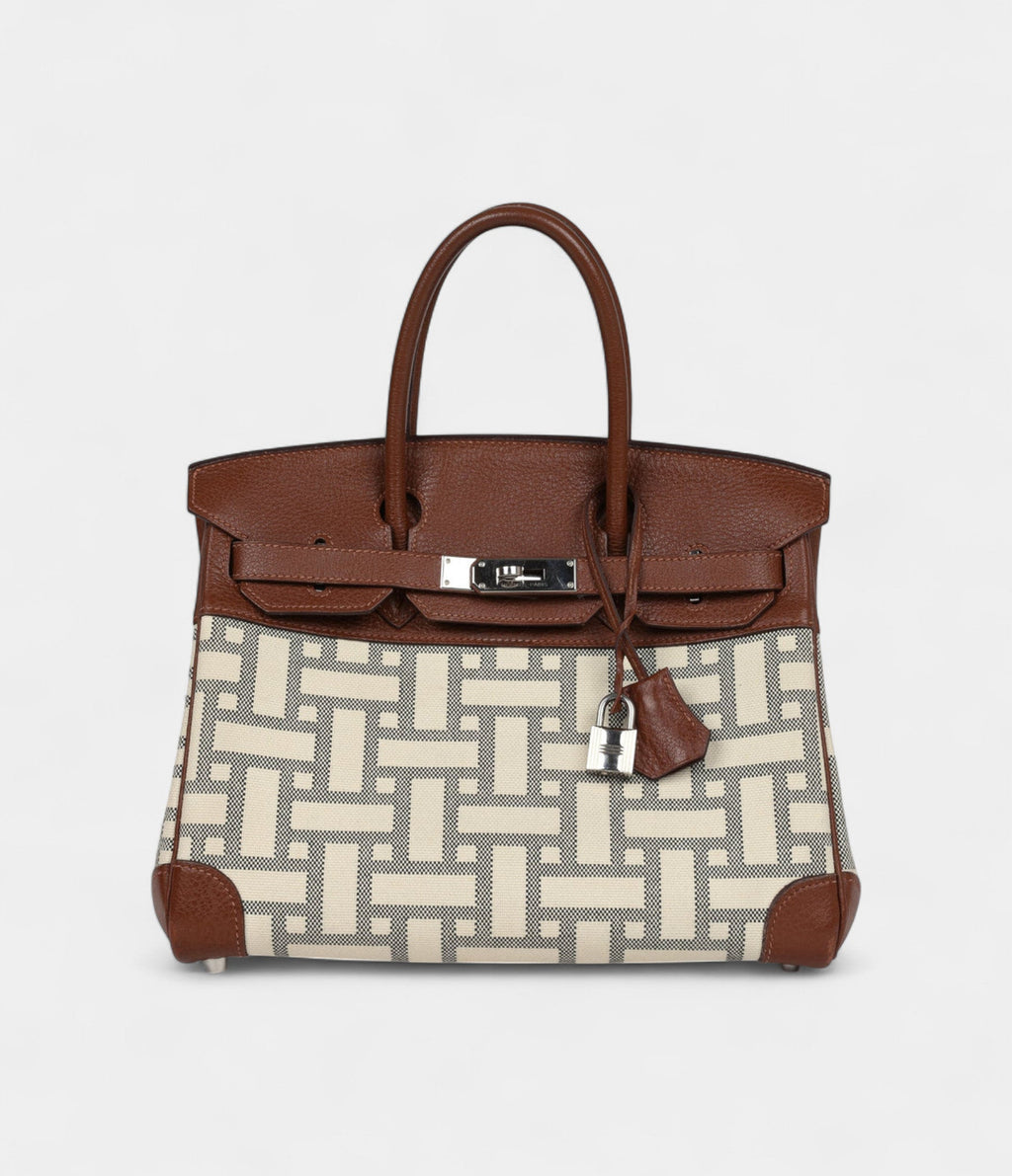 HM BK 30 Marron D'Inde Buffalo and Mosaique Canvas Palladium Hardware