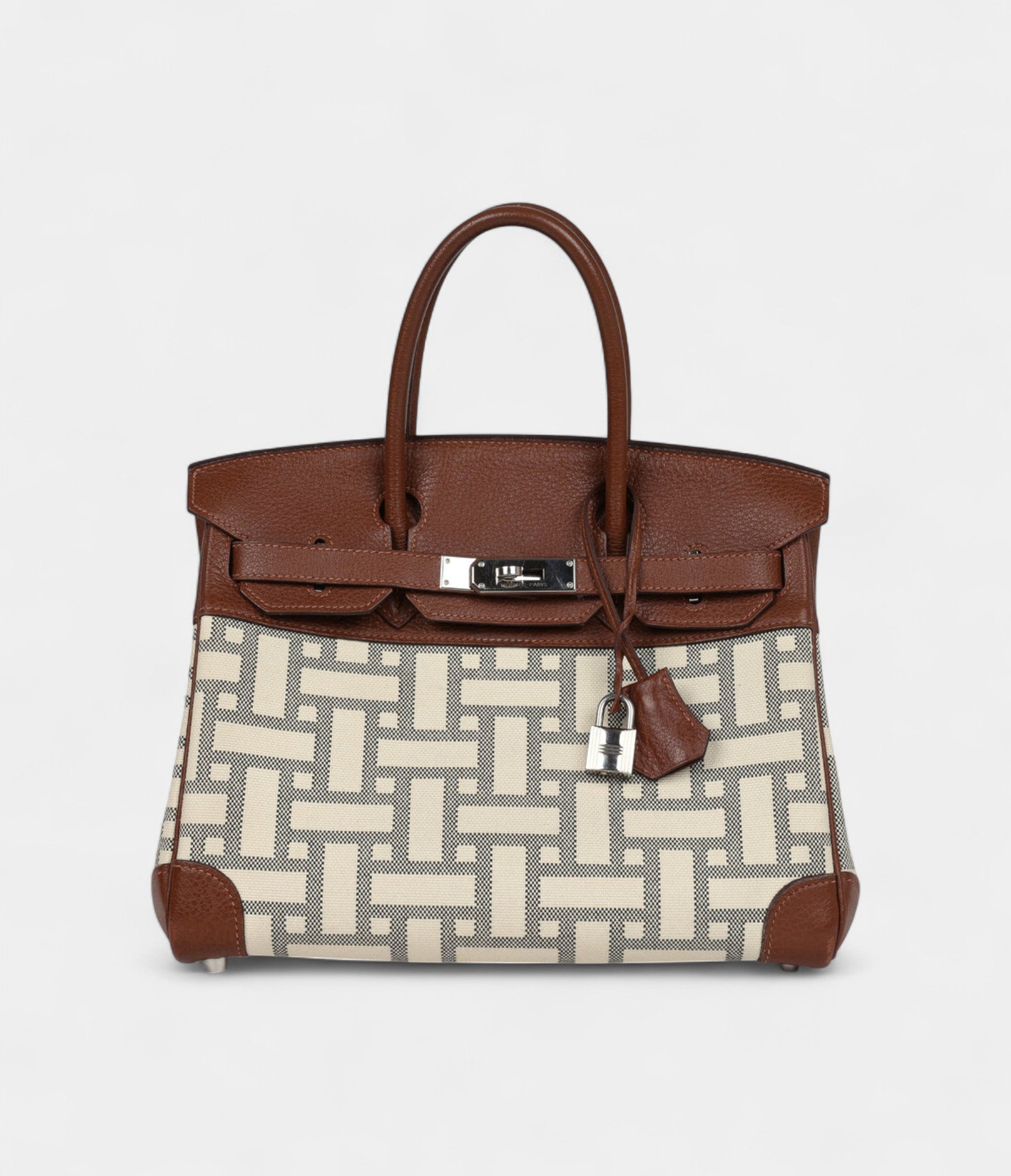 HM BK 30 Marron D'Inde Buffalo and Mosaique Canvas Palladium Hardware