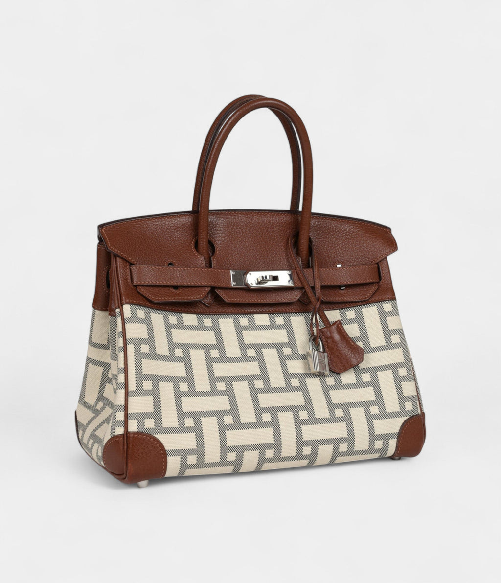 HM BK 30 Marron D'Inde Buffalo and Mosaique Canvas Palladium Hardware