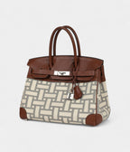 HM BK 30 Marron D'Inde Buffalo and Mosaique Canvas Palladium Hardware