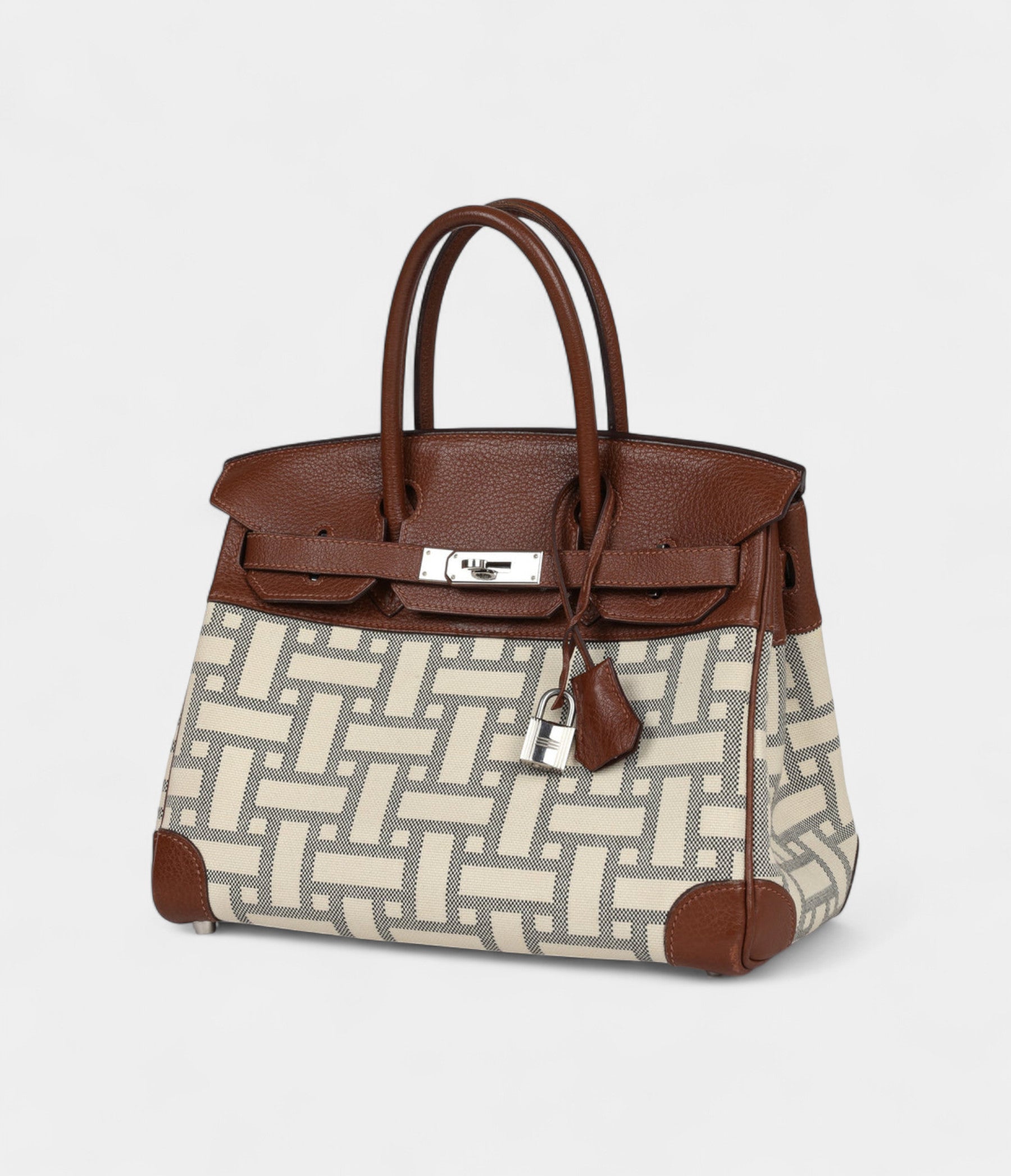HM BK 30 Marron D'Inde Buffalo and Mosaique Canvas Palladium Hardware