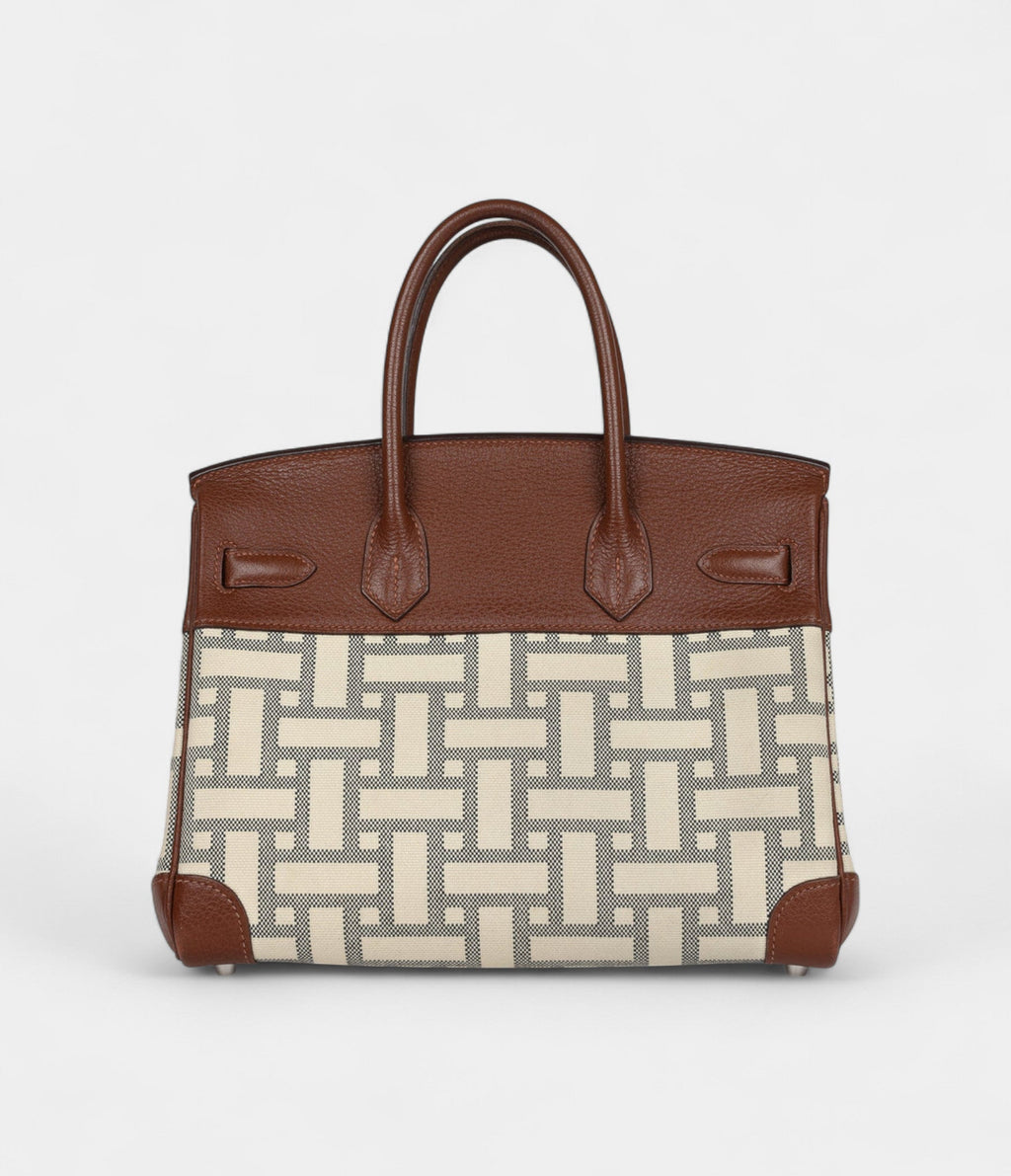 HM BK 30 Marron D'Inde Buffalo and Mosaique Canvas Palladium Hardware