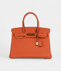 HM BK 30 Orange Togo Gold Hardware