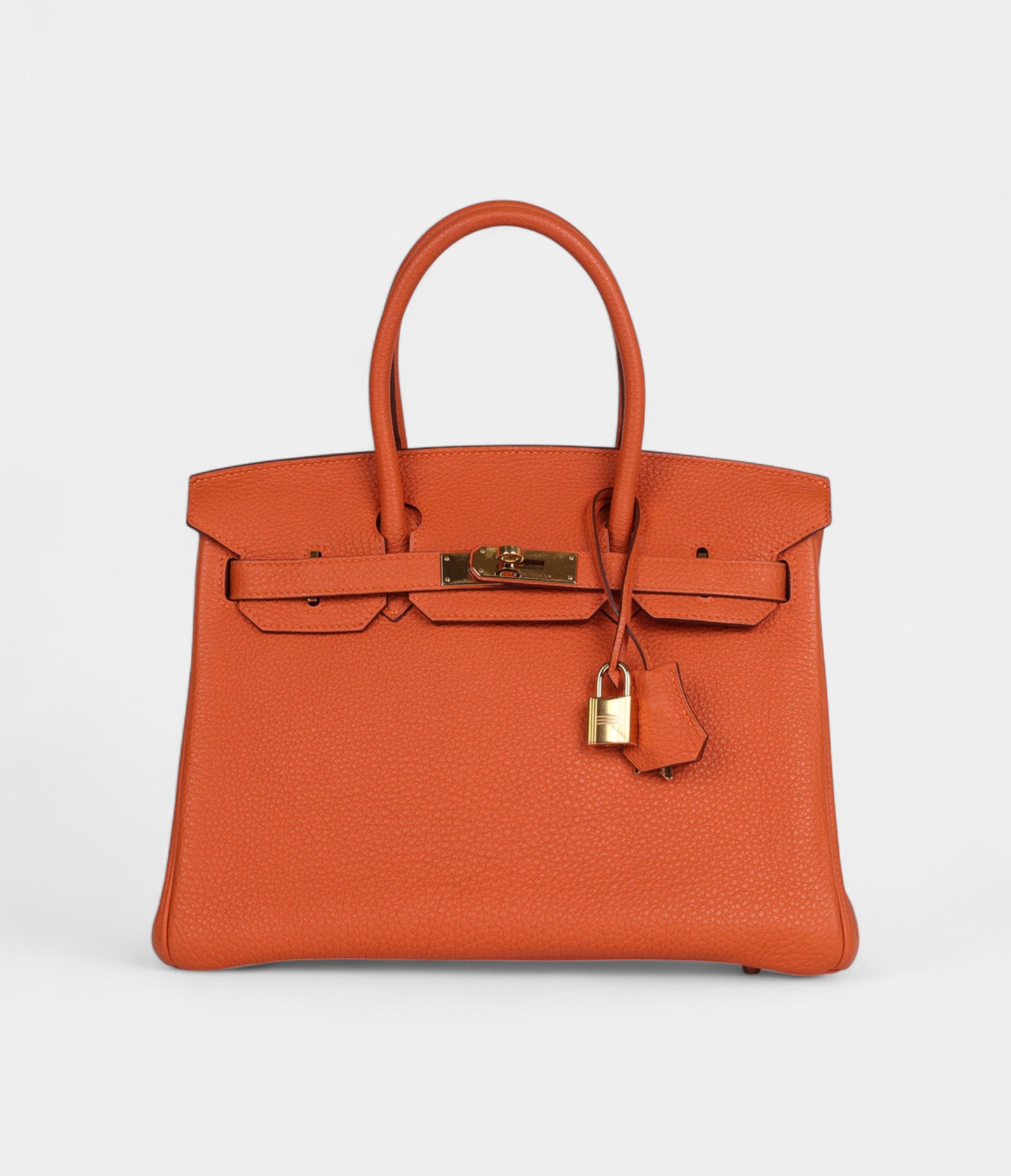 HM BK 30 Orange Togo Gold Hardware