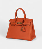 HM BK 30 Orange Togo Gold Hardware