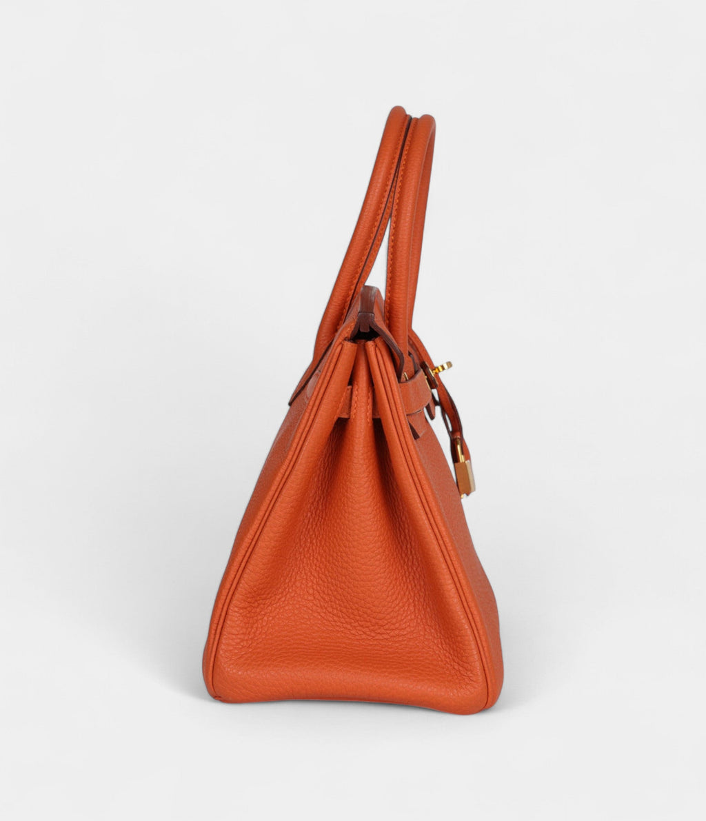 HM BK 30 Orange Togo Gold Hardware