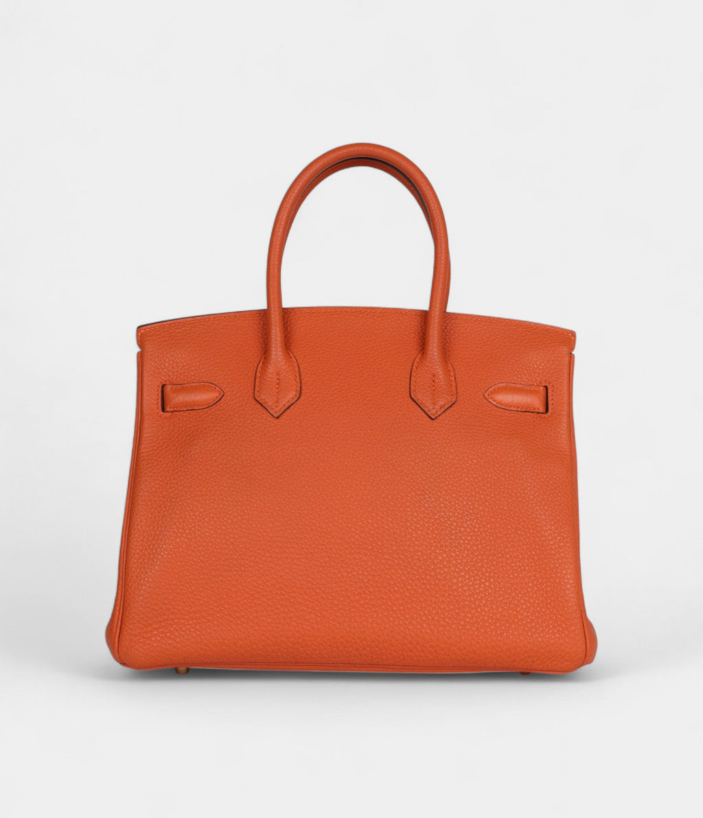 HM BK 30 Orange Togo Gold Hardware