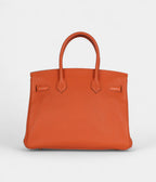 HM BK 30 Orange Togo Gold Hardware