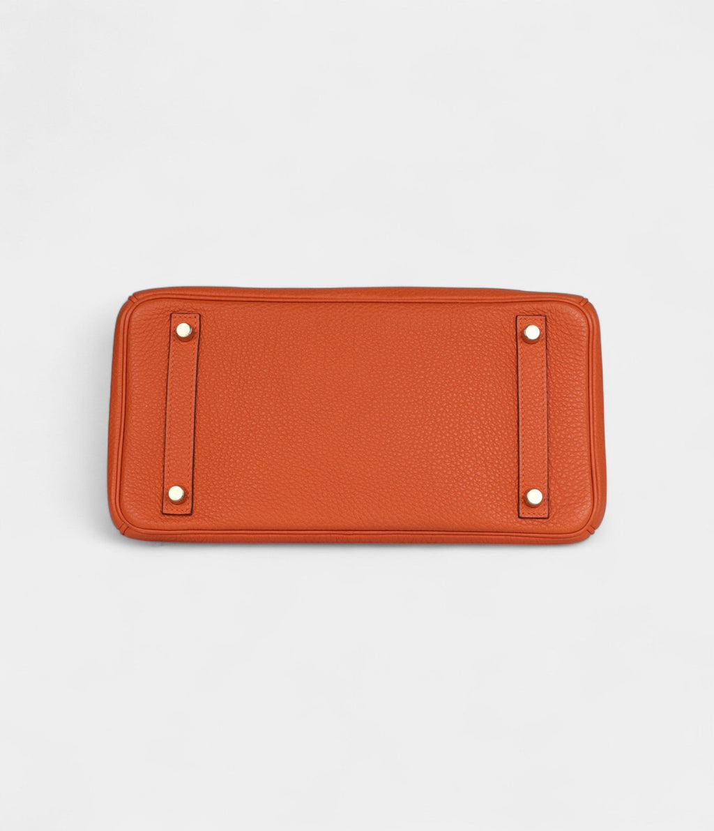 HM BK 30 Orange Togo Gold Hardware