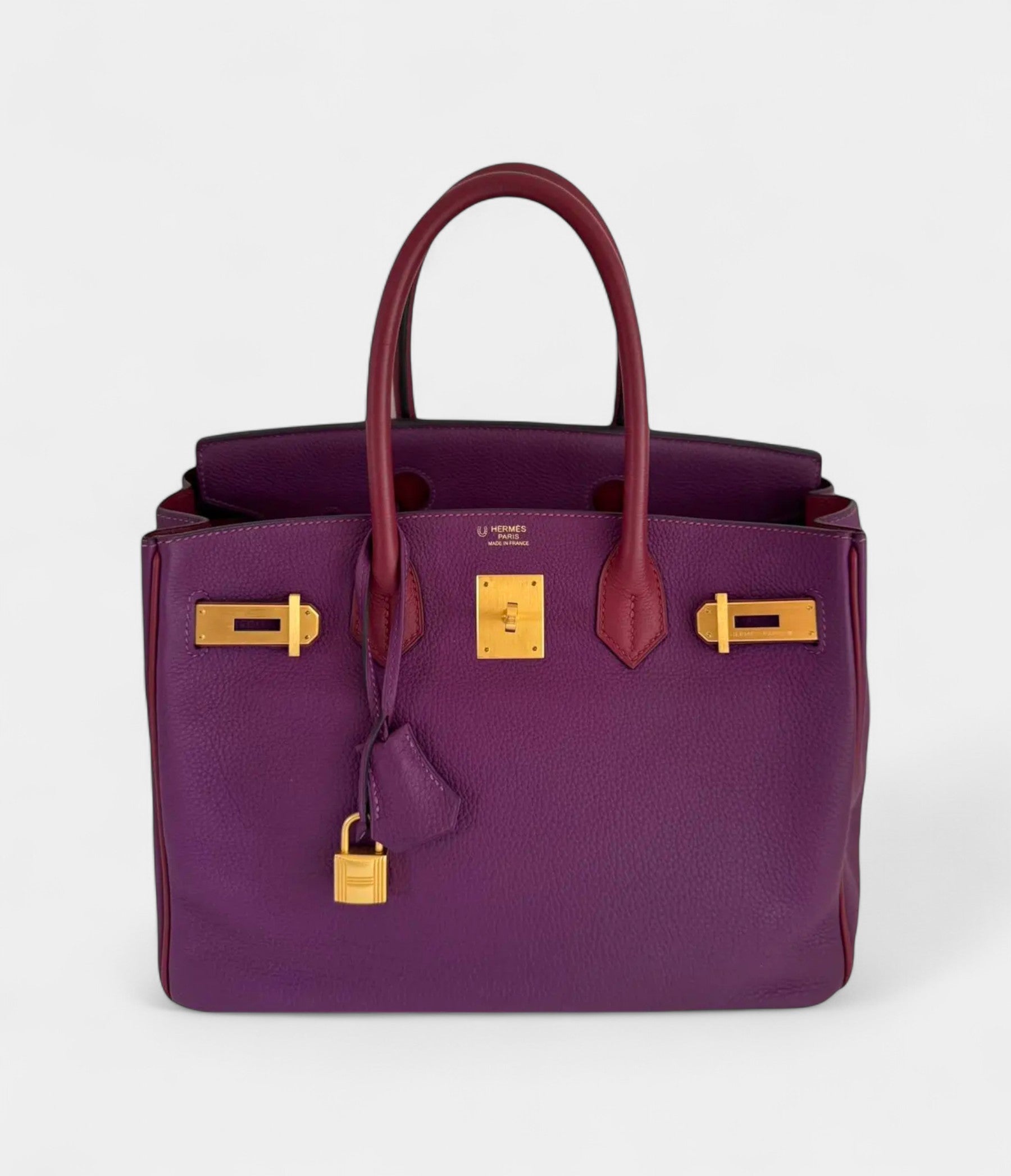 HM BK 30 Purple Leather Handbag Bold Luxury in a Striking Hue