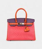 HM BK 30 Tangerine, Violet and Bougainvillea Ostrich Gold Hardware