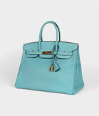 HM BK 35 Bleu Atoll Epsom Gold Hardware